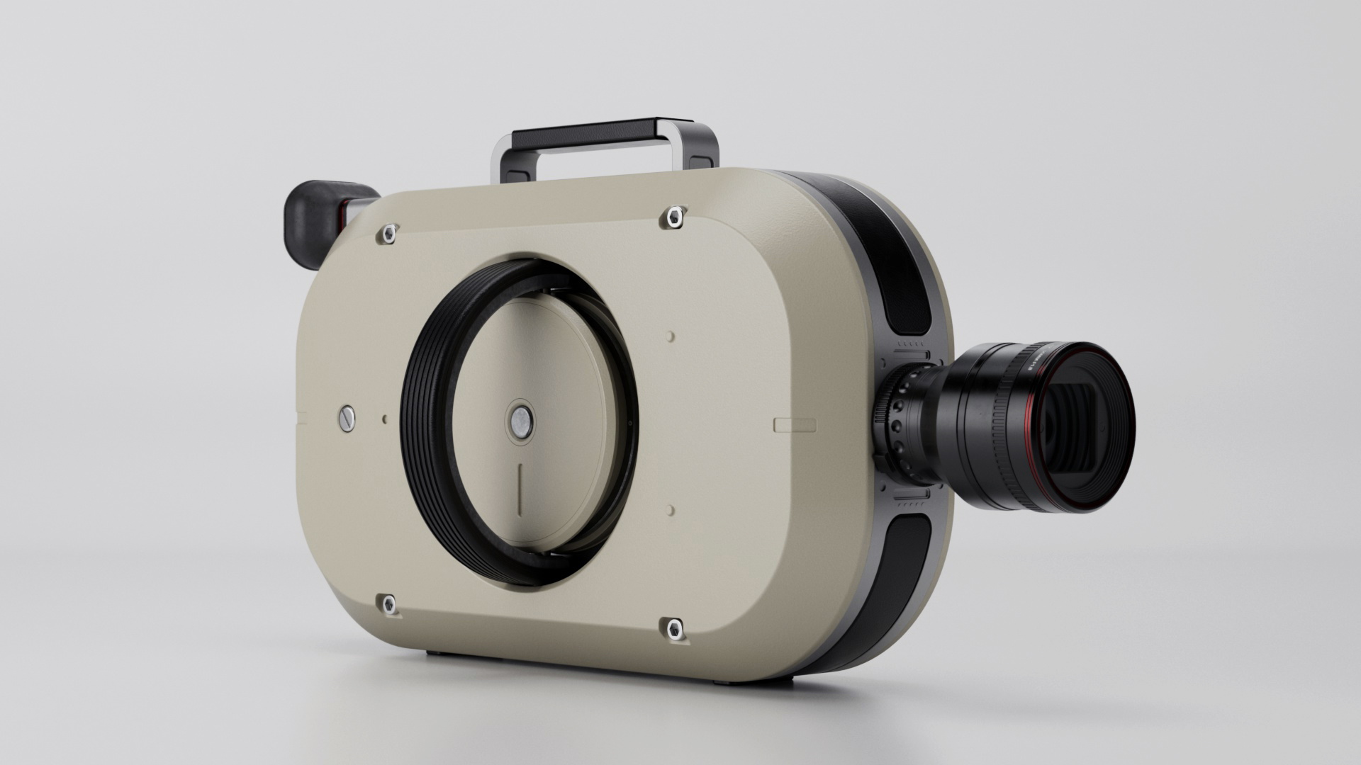Fusion-360_PDE-camera-05 Rendering of a fictional consumer product (cinematic camera) designed, modeled and rendered using Fusion 360 Product Design Extension which provides access to advanced 3D design and modeling tools that simplify the product development process and enable an automated approach to creating complex product designs.